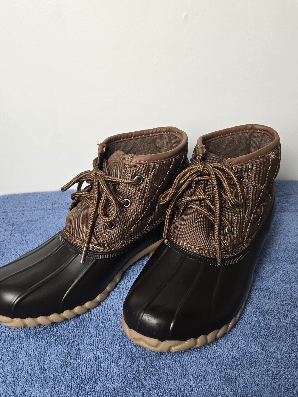 St. John's Bay Brown and Black Quilted Duck Boots